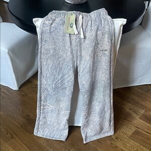 TRIBE Wide Leg Sweatpants in Washed Light Gray